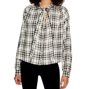 NWT Sanctuary Women Kiera Button-Down Tie Neck Blouse Tan M